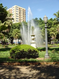 The fountain in the central plaza of Ribeirao Preto