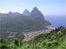 The town of Soufriere on St. Lucia