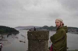 Bill Dressler, at top of Conway Castle, Wales